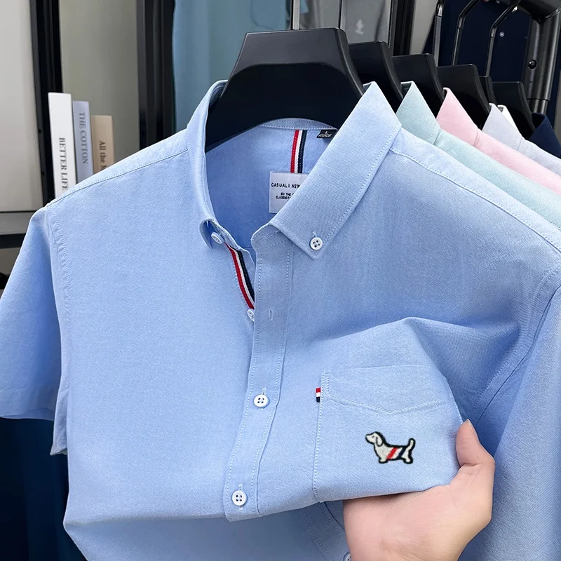 

100% pure cotton short sleeve shirt summer new cartoon dog embossed high-end brand comfort fashion Korean casual men's T-shirt