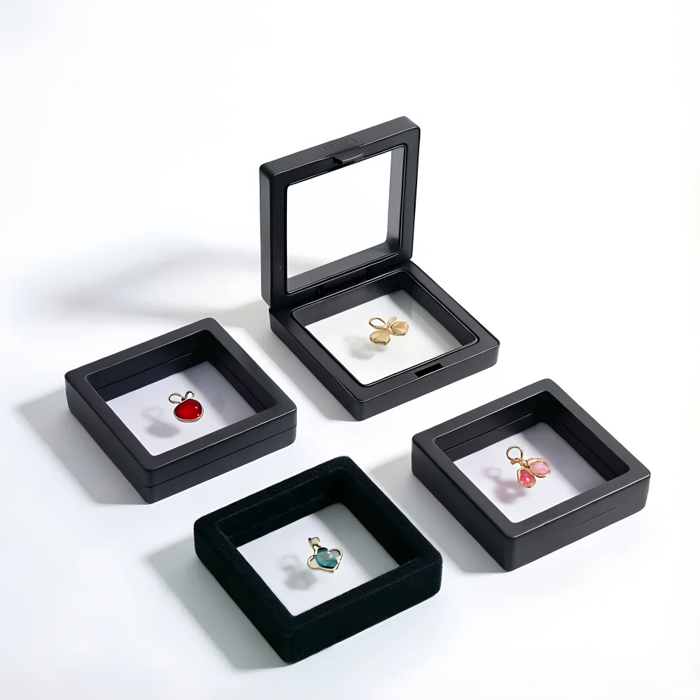 

10pcs Transparent floating display box plastic film jewelry packaging box jewelry necklace ring and collectible storage box