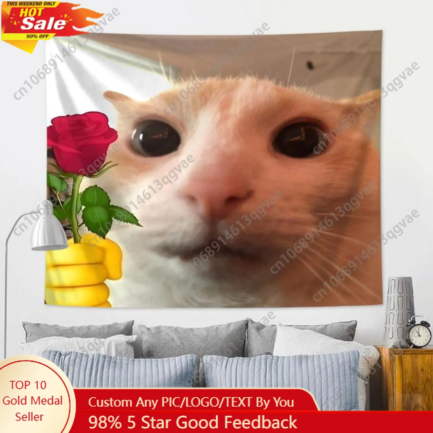 

Cat Face Pattern Tapestry Cute Animal Pattern Wall Hanging Wall Decor for Home Living Bedroom Study Dormitor Custom Decoration