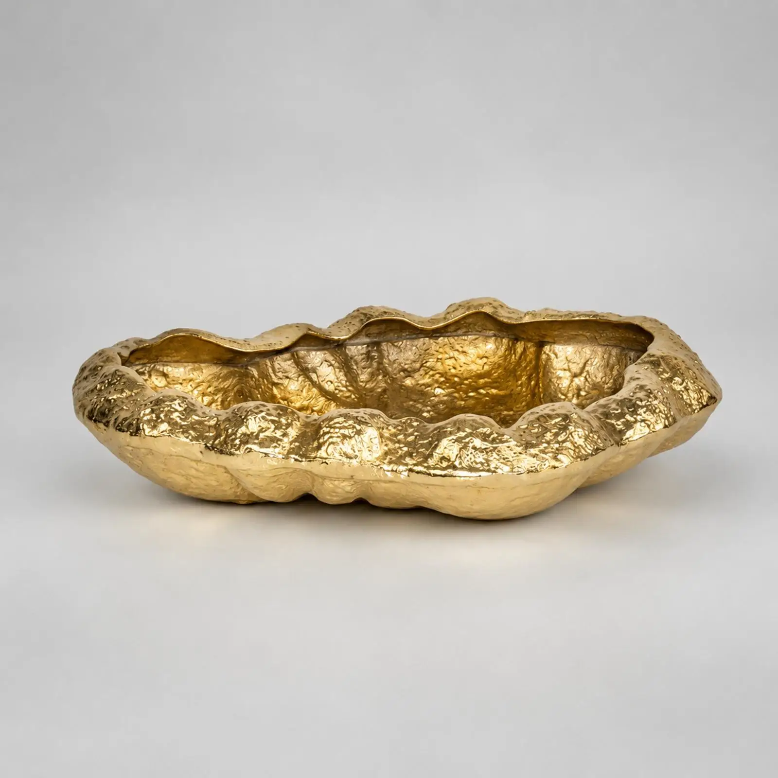 Gold-Tone Aluminum Decorative Tray Textured Embossed Decorative Tray with Rim Shallow for Coffee Table, Entryway