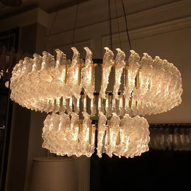 

Modern light luxury villa acrylic chandelier, duplex living room, dining room, light guide plate, whole house chandelier