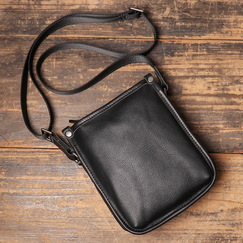 LUOKIR Fashion Genuine Leather Crossbody Bag Men's Casual Shoulder Small Bag Classic Multiple Compartments Cowhide Messenger Bag