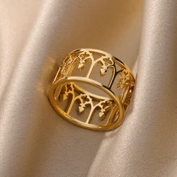 Hollow Grid Wide Rings For Women Men Vintage Gold Color Stainless Steel Ring Luxury Designer Jewelry Wedding Gifts Anillos Mujer