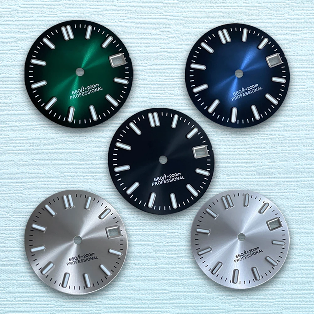 

28.5mm S Logo Sunray Dial Suitable for NH35/NH36 Japanese Movement Green Luminous High Quality Dive Watches Modified Accessories
