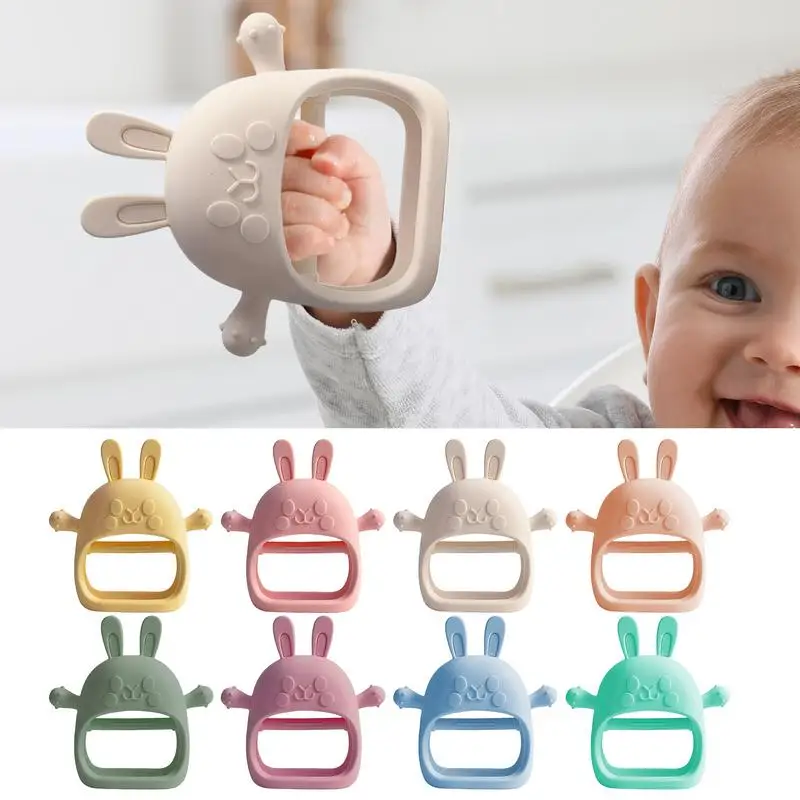 Rabbit Teether Toy Bunny Design Children Teeth Grinding Toy Food Grade Silicone Animal Teether For Babies 3-12 Months Teething