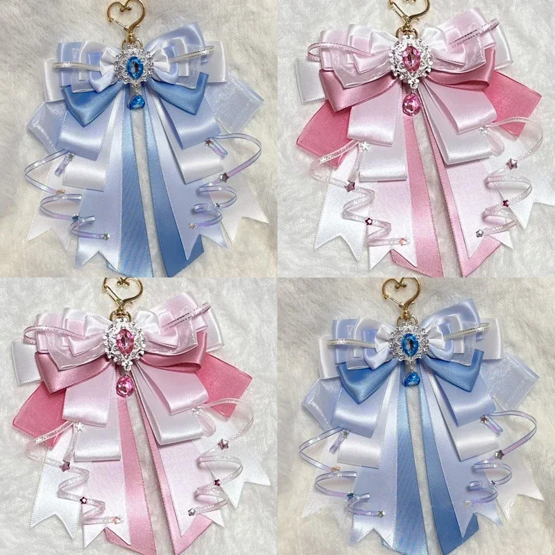 NamcheBarwa Itabag Decoration Accessories Double Layer Ribbon Bow Bag Pendant Diy Handmade Lolita Jewelry Gift for Friend Anime