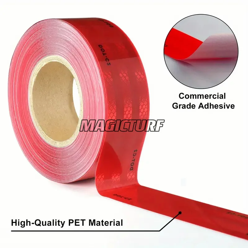 EURO-STANDARD DOT-C2 Red Reflective Warning Tape Waterproof Reflector For Cars/Trucks/Trailers