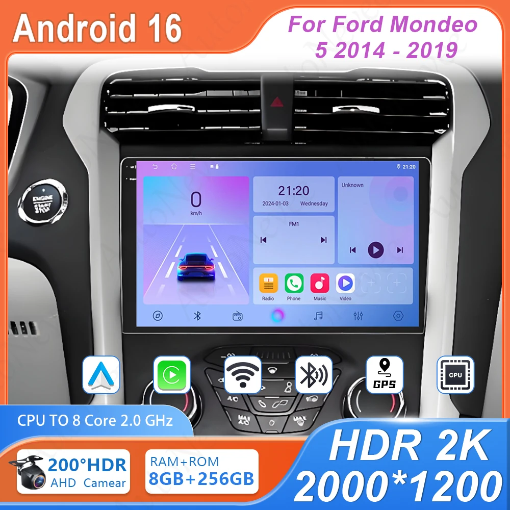 

Android For Ford Mondeo 5 2014 - 2019 Car Dvd Auto Radio Stereo Head Unit GPS Navigation No 2din Multimedia Player 4G Wifi QLED