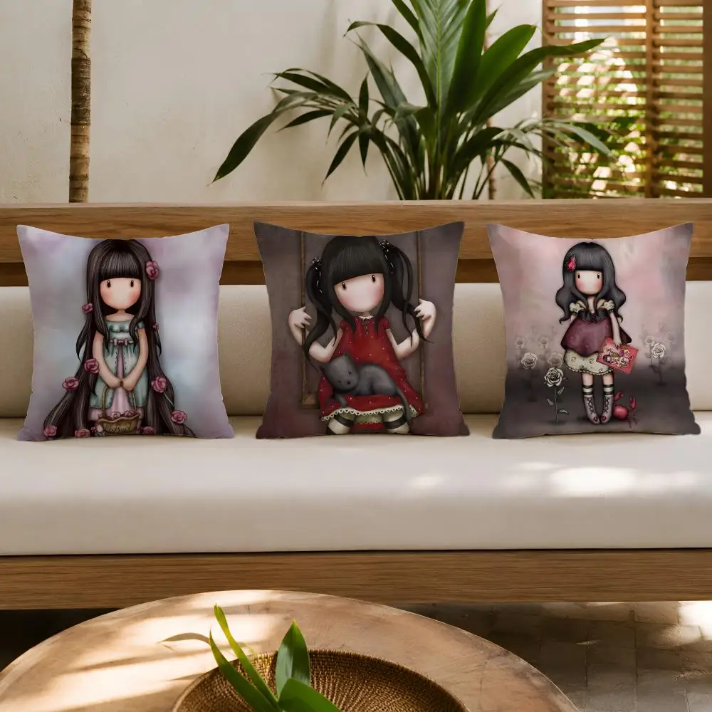 Cartoon S-Santoro Gorjuss Cushion Cover Wrinkle-Resistant Short Plush Cushion Covers Breathable Machine-Washable
