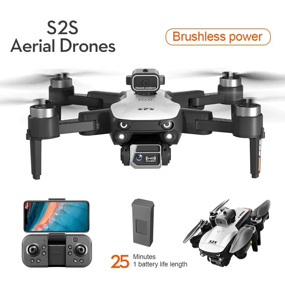 

S2S Drone Professional 8K HD Dual Camera Brushless Motor Obstacle Avoidance Smart Aircraft RC Helicopter Foldable Quadcopter Toy