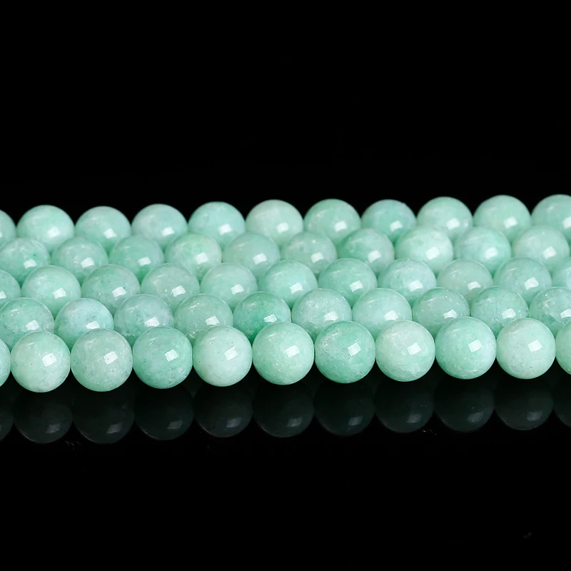 1 ستراند الحجر الطبيعي ميانمار حبة اليشم الجولة فضفاض خزر عازل DIY بها بنفسك صنع المجوهرات قلادة سوار مجوهرات الإكسسوار 15"