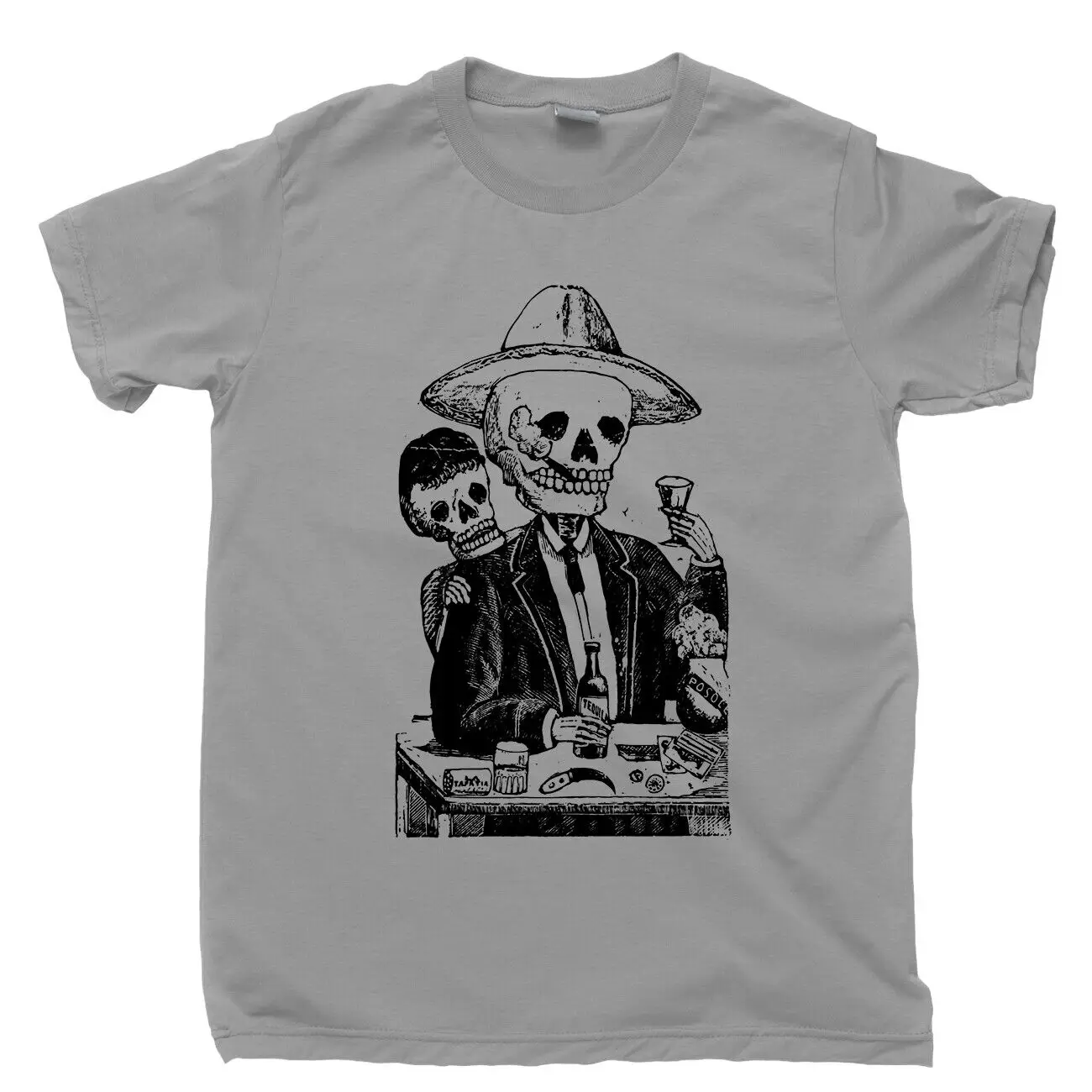 

Jose Guadalupe Posada T Shirt Day Of Dead Skull Art Hispanic Mexican Artist Tee