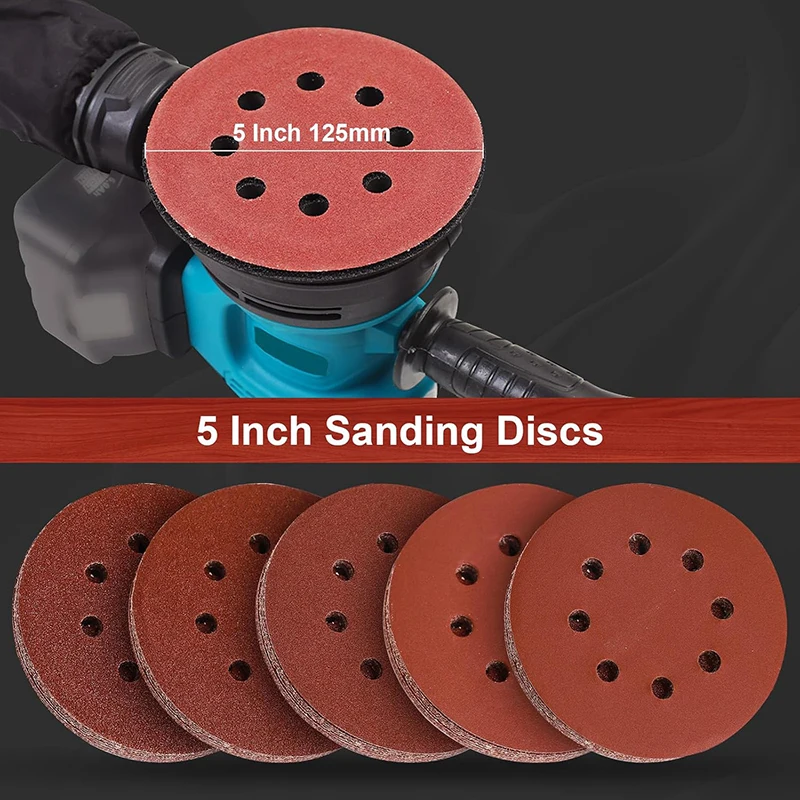 5 Polegada 8 furos 125mm lixa forma redonda discos de lixamento gancho laço lixa folha lixadeira polimento discos abrasivos