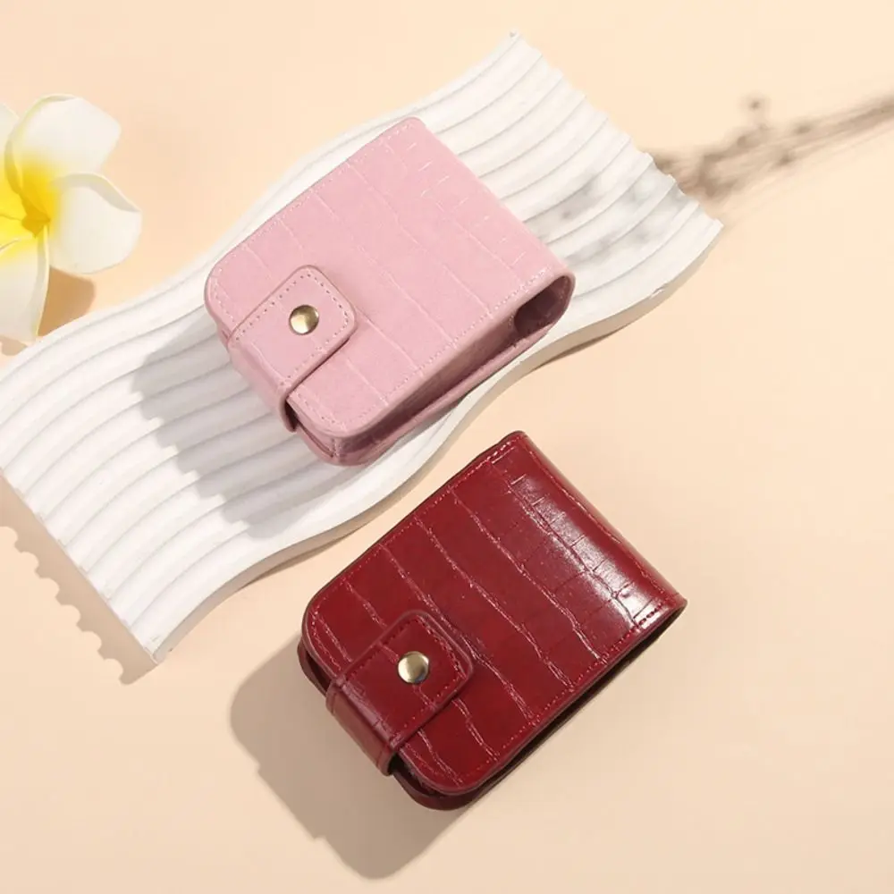 حقيبة أحمر شفاه جديدة بنمط التمساح مع مرآة من جلد البولي يوريثان وغطاء حماية لأحمر الشفاه حقيبة مكياج صغيرة محمولة للنساء والفتيات