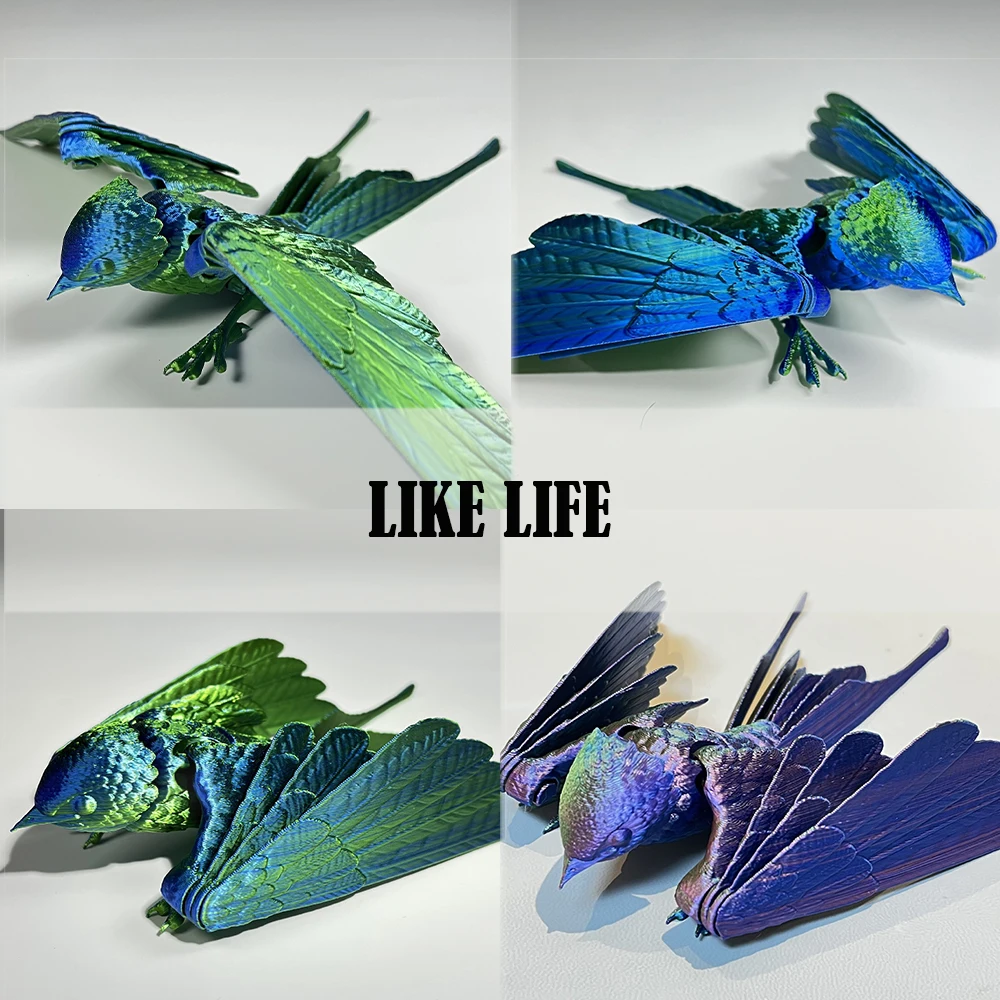 3D Printed Birds Swallow Model Toys Animals Figurines Multi-Jointed Kid Toys Decorative Desktop Ornament Boys Novelty Toy Gifts