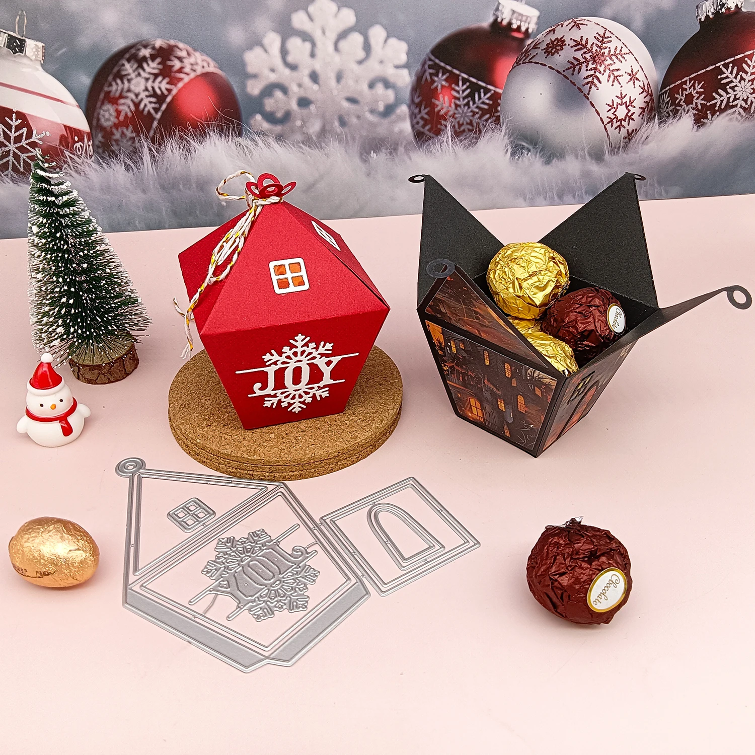 Christmas Holiday Lamp Gift Box Candy Box  Metal Cutting Die Cut Jewelry Display Card Handmade Card Template Dies Cutting Dies