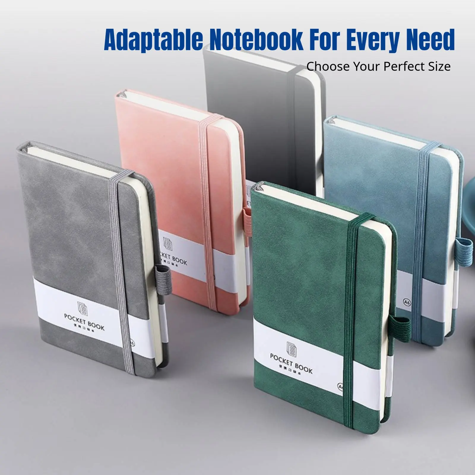 Mini/A6/Letter Size Notebook, Colorful Elastic Band, Portable PU Leather, Student Notes, Creative Design