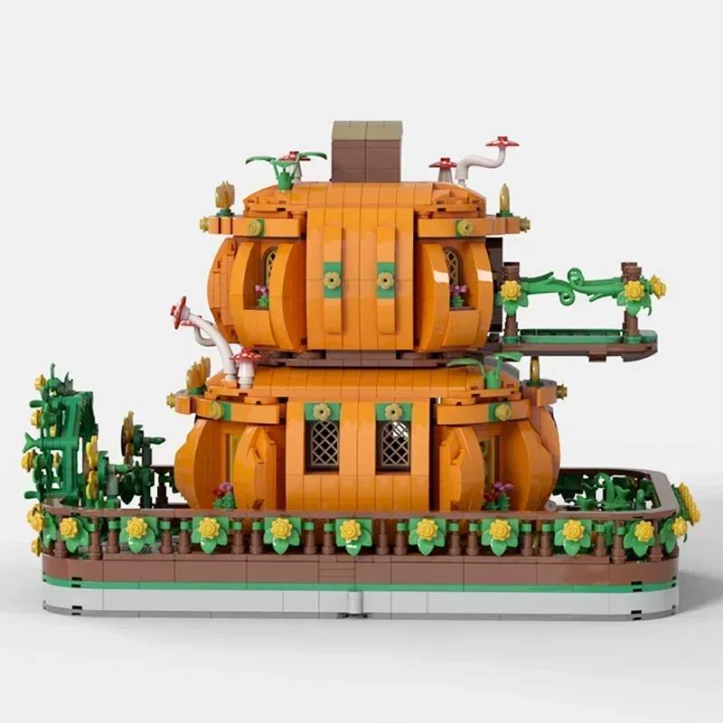 모듈 형 스트리트 뷰 모델 Moc 빌딩 벽돌 2 층 호박 하우스 기술 블록 선물 크리스마스 장난감 DIY 세트 조립