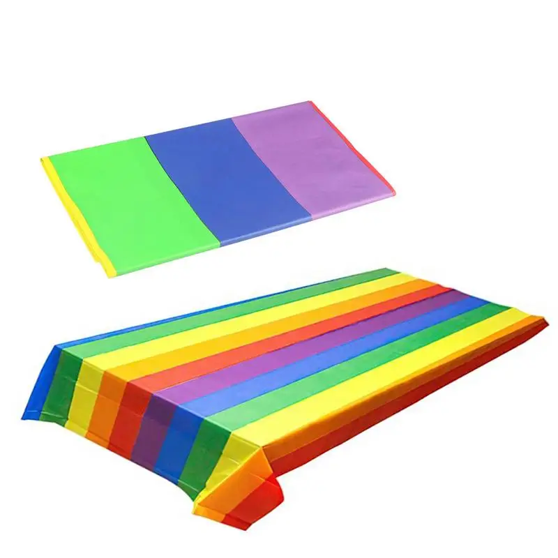 Rainbow Table Tablecloth | Waterproof Rectangular Table Cover | Colorful Rainbow Theme Birthdays Party Supplies 54 X 108 Inches