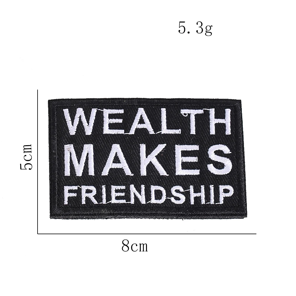 Wealth Makes Friendship Morale Patch Set, Klettverschluss, taktisches Abzeichen für Rucksack, Jacke, Hut, Outdoor-Ausrüstung, Geschenk für Militärfans – Detail 6