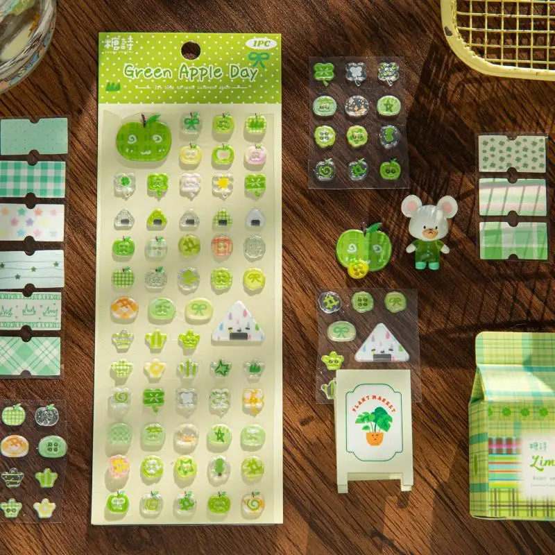 1/4Pcs 3D Stickers Set - Olden Ocean Clover Star Design Cute DIY Craft Decor for Scrapbooking Journal Phone Cases Hand Account