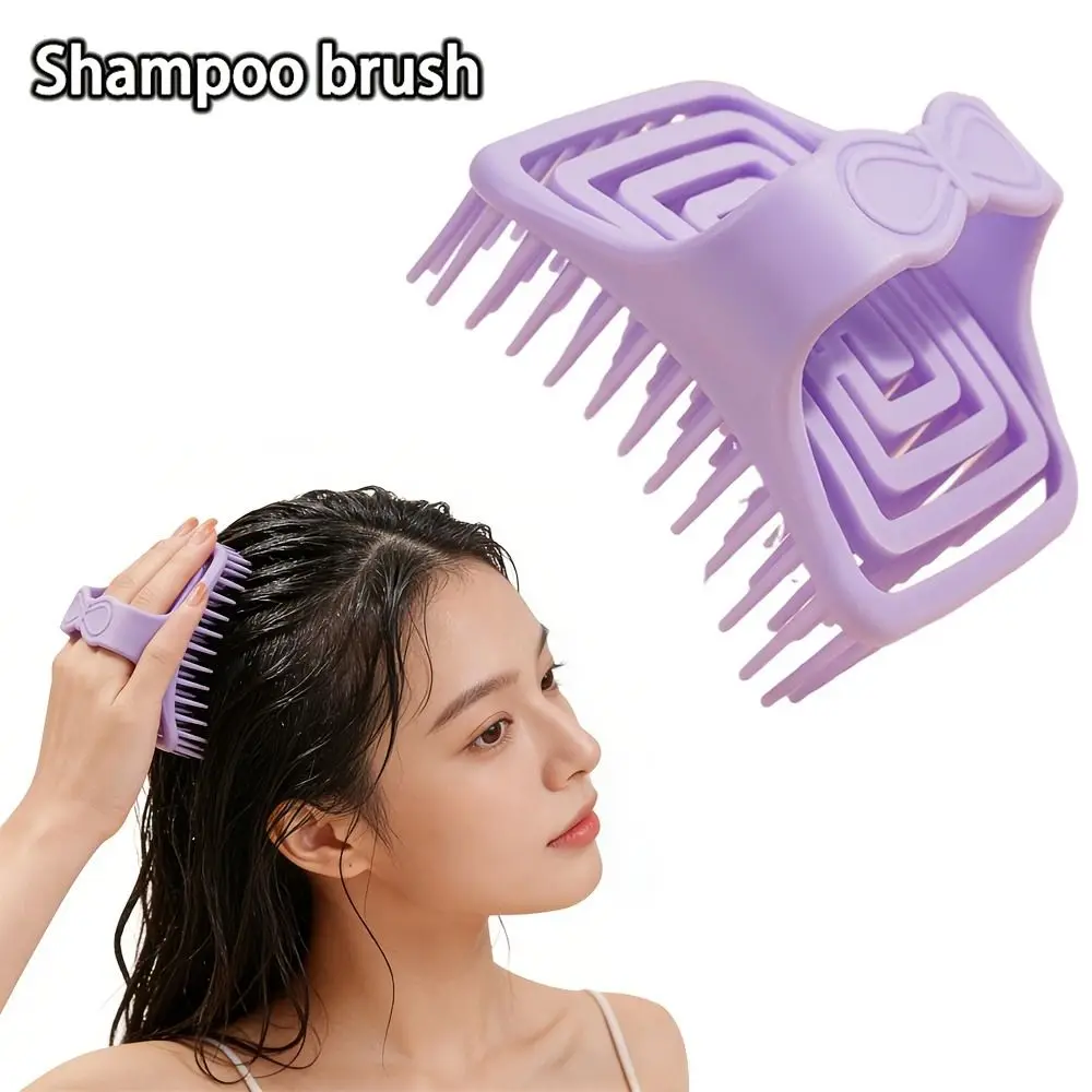 TPE Scalp Massage Shampoo Brush Wet Dry Use Hollow Structure Hair Washing Brush Hand Strap Soft Comb Teeth Scalp Cleaning Comb