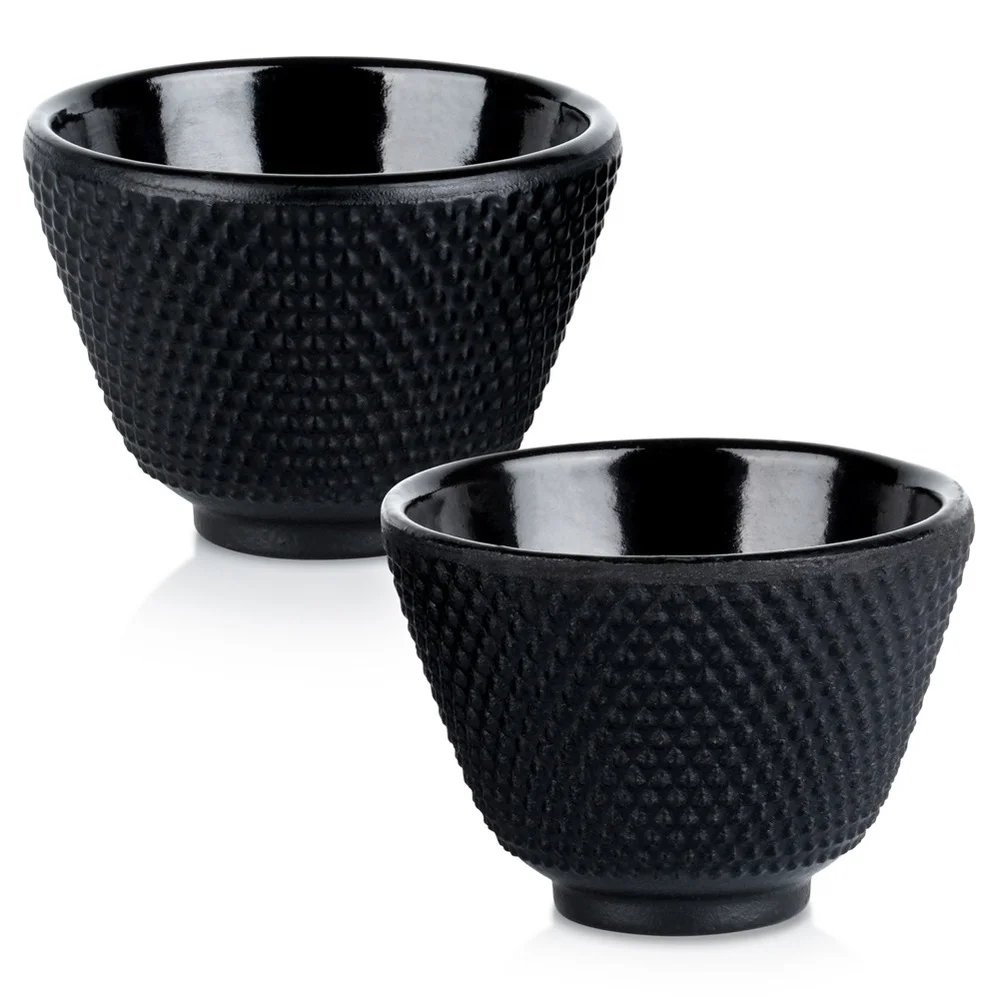 Taza de té esmaltada de hierro fundido, línea fundida, 60 ml, 2 piezas