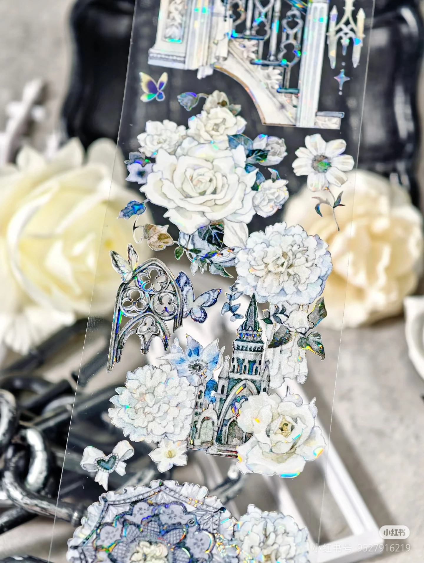 Likey Journal Sleeping Night Rain Shell Light Washi Pet Tape Collage بطاقة سكرابوكينغ زهرة زرقاء #2