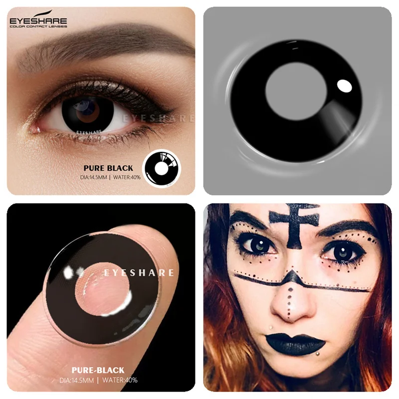 EYESHARE 1 Paar bunte Halloween-Kontaktlinsen, Anime-Cosplay-Augenlinsen, mehrfarbige Linsen, weiße schwarze Linsen, jährliche Kontakte
