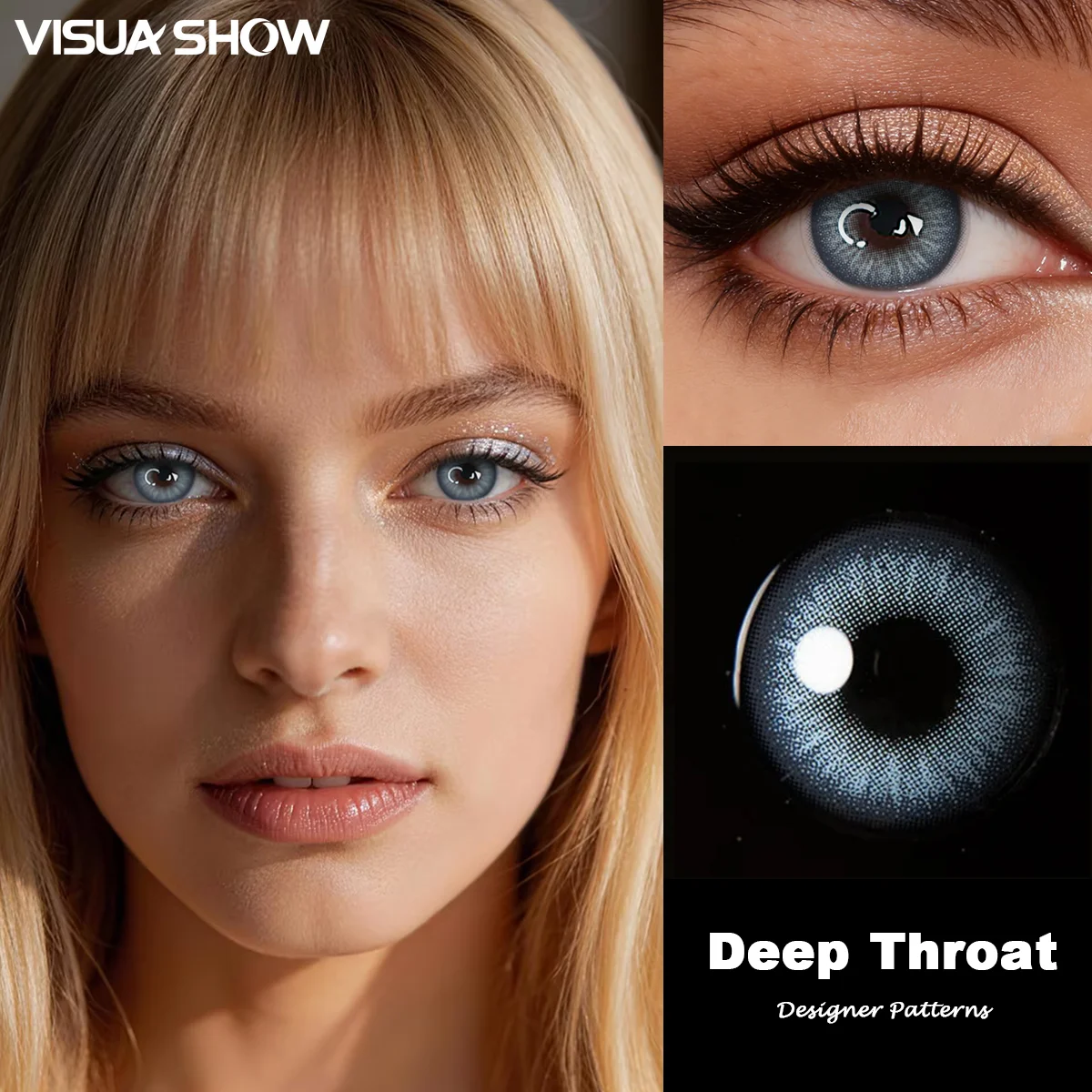 Visuashow 1 Paar Blaue Farblinsen, Halbjährlich Verwendbar, Einweg, Weich mit Kleiner Pupille und Augenvergrößerndem Effekt. Perfekt für tägliche Dates, Partys und natürliches Make-up – Detail 2