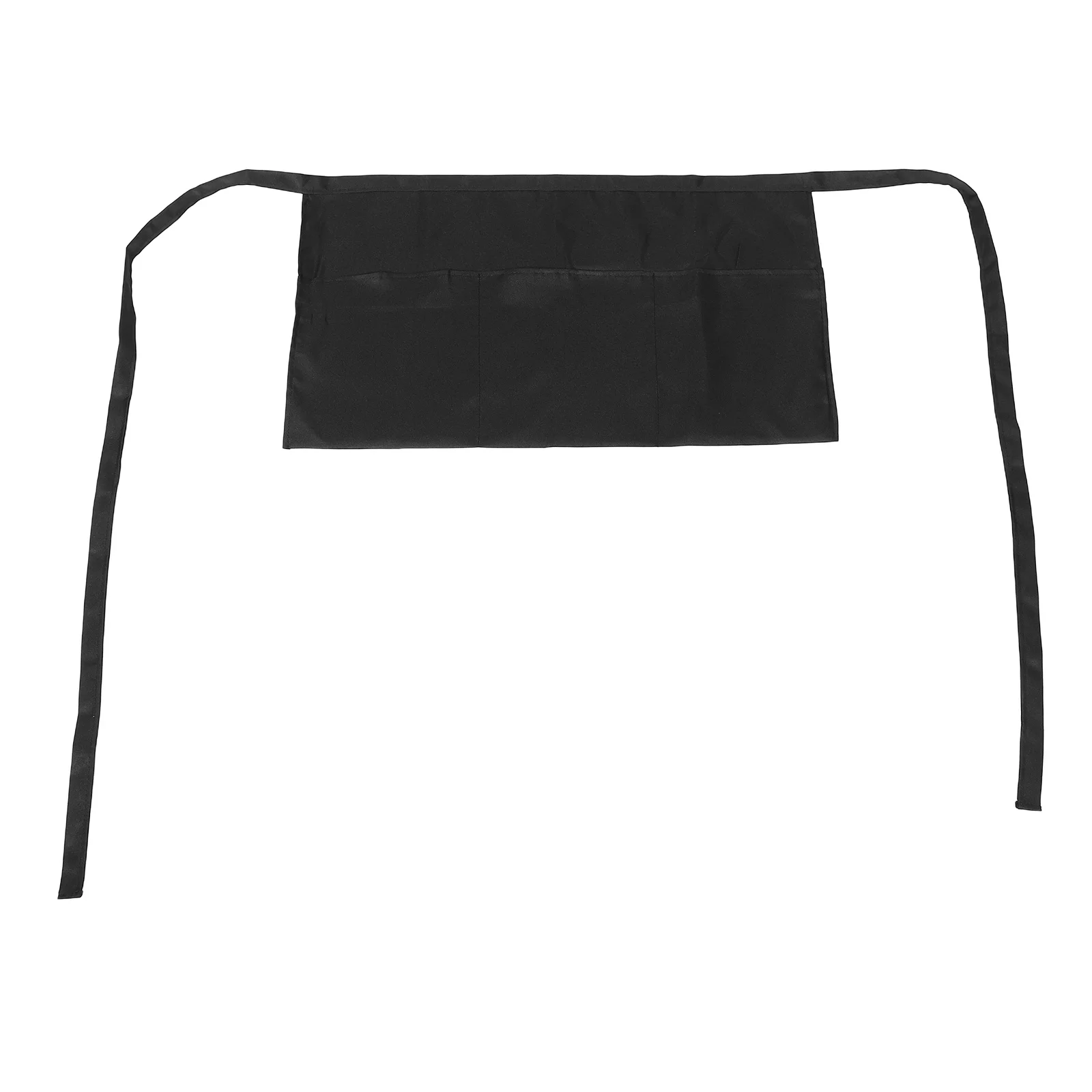 

Half Length Server Waist Apron Black Water Resistant with 3 Spacious Pockets for Waitress Waiter Black Waist Apron