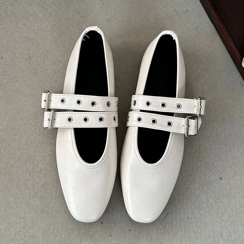 Female Buckle Strap Footwear Ballet Flats Fashion Women Dance Shoes Spring Round Toe Ladies Flats With Lolita Shoes