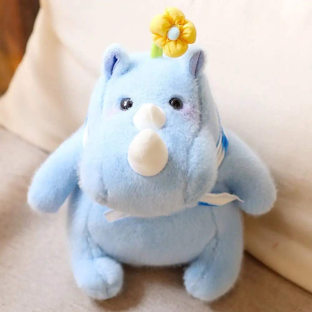 Juguete de peluche de rinoceronte esponjoso, bufanda de colección hecha a mano, muñeca de rinoceronte interactiva, muñeco de rinoceronte de peluche suave, fiestas de cumpleaños