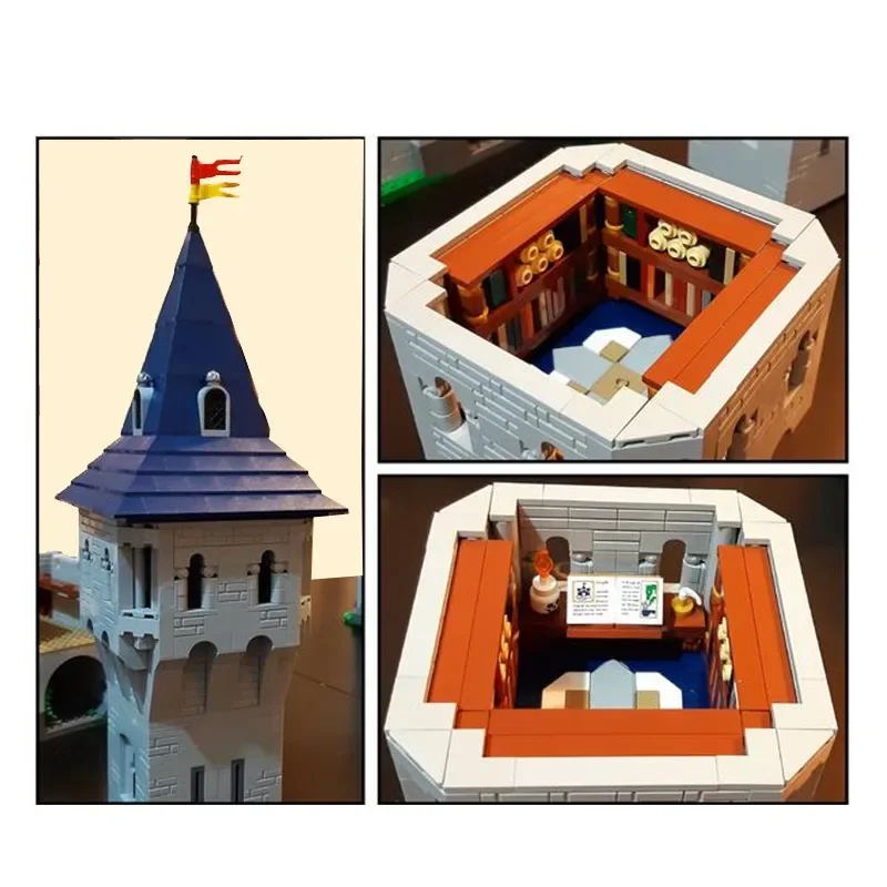 Castillo de ladrillos para niños, juguete medieval, bloques de construcción, serie de castillo de león, arquitectura moc para niños, conjunto de torre compatible