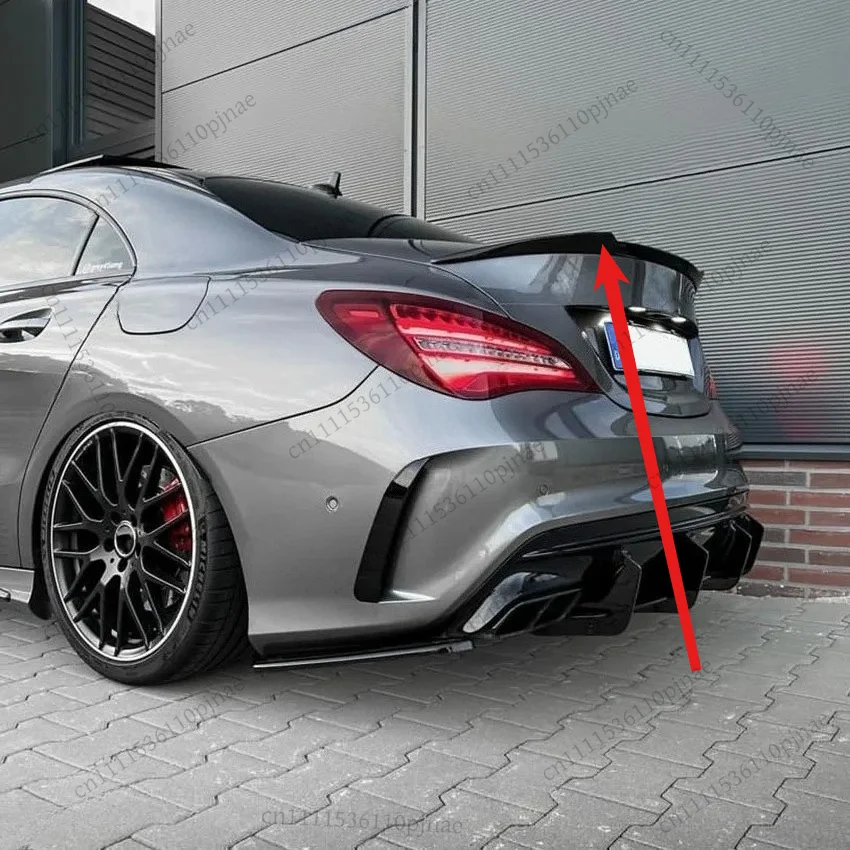 For Mercedes CLA C117 CLA180 CLA200 CLA260 CLA45 AMG 2013-2018 Car Rear Boot Trunk Spoiler Wing Body kit Gloss Black Carbon Look