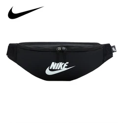 Nike-Sac banane basique en polyester pour homme et femme, grand logo, mode sport, loisirs, fitness, entraînement, portable, noir pur