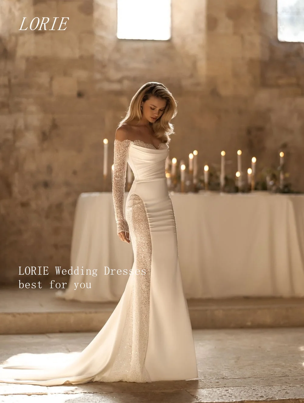 LORIE Luxury Mermaid Civil Wedding Dress Sexy Off The Shoulder Crossed Bridal Dresses Noval Lace Wedding Gown Customized 2026