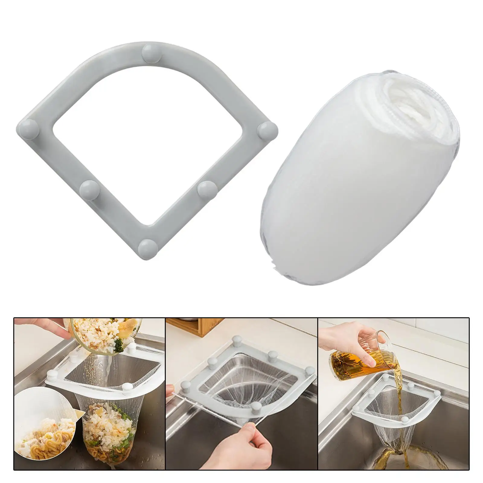 50 قطعة من شبكات الحوض المثلثة حقيبة شبكية لمرشح بقايا المطبخ