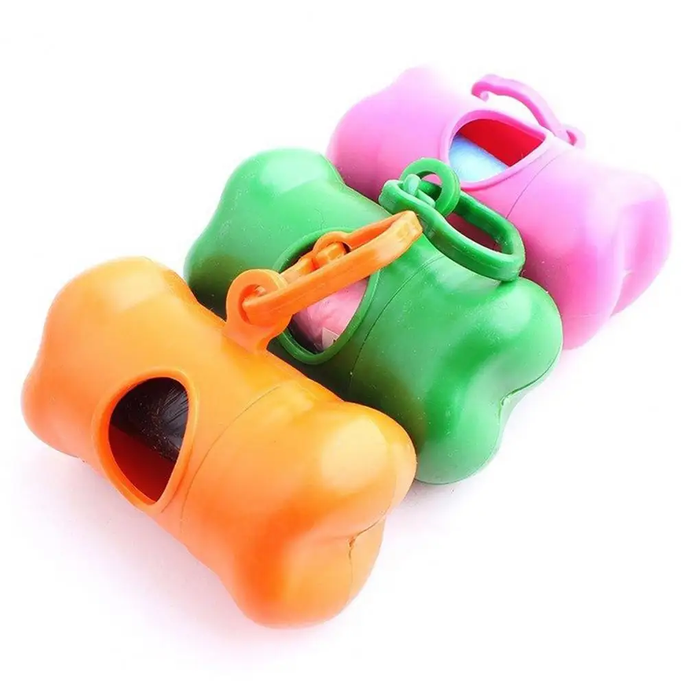 Clean-up Bag Dispenser Bone Shape Clean up Bag Dispenser Waste Bag Box Waste Bags Carrier with Plastic Clamp Pet Dog Supplies