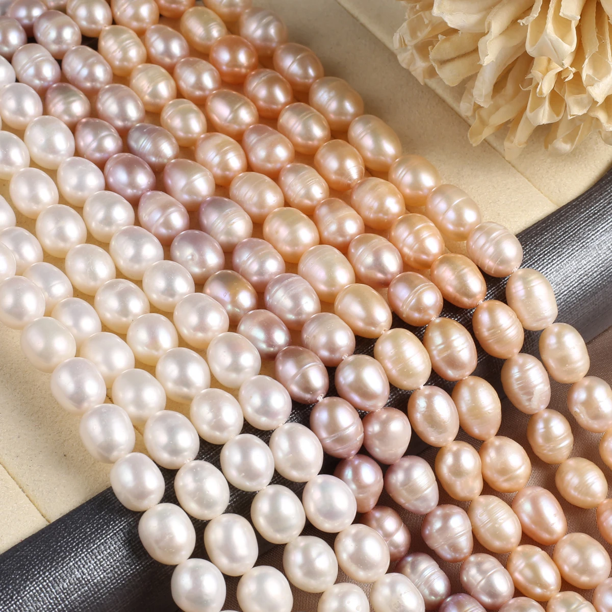 Natural Pearl Rice Shaped Beads Exquisite Shape Elegant Appearance for DIY Jewelry Making Handmade Bracelet Necklace Length 36cm