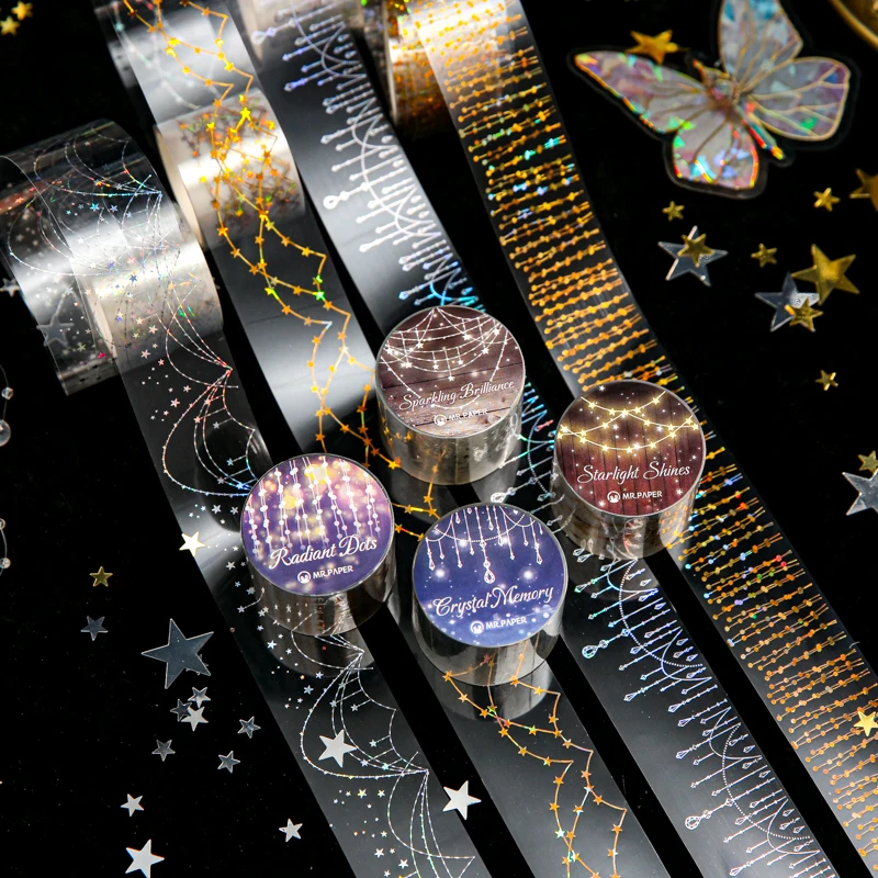 2m/roll Glitter Star String Light Fringe Themed Decorative Tape For Scrapbooking DIY Frame Collage Laptop Phone Cup Tape view 5