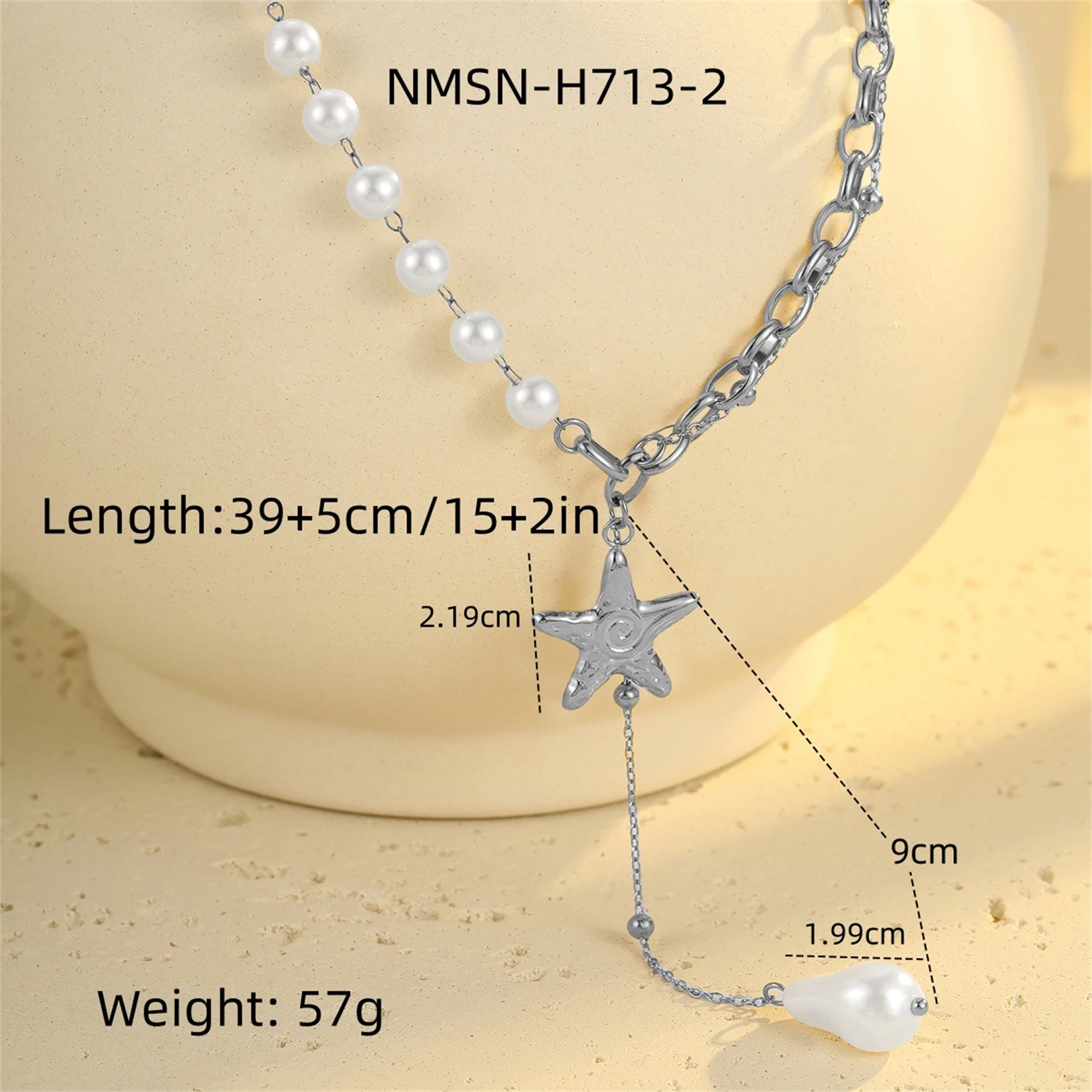 WAKA Trendy Layered Pearl Star Pendant Necklace - Y-Drop Baroque Pearl Chain Elegant Party Daily Jewelry for Women