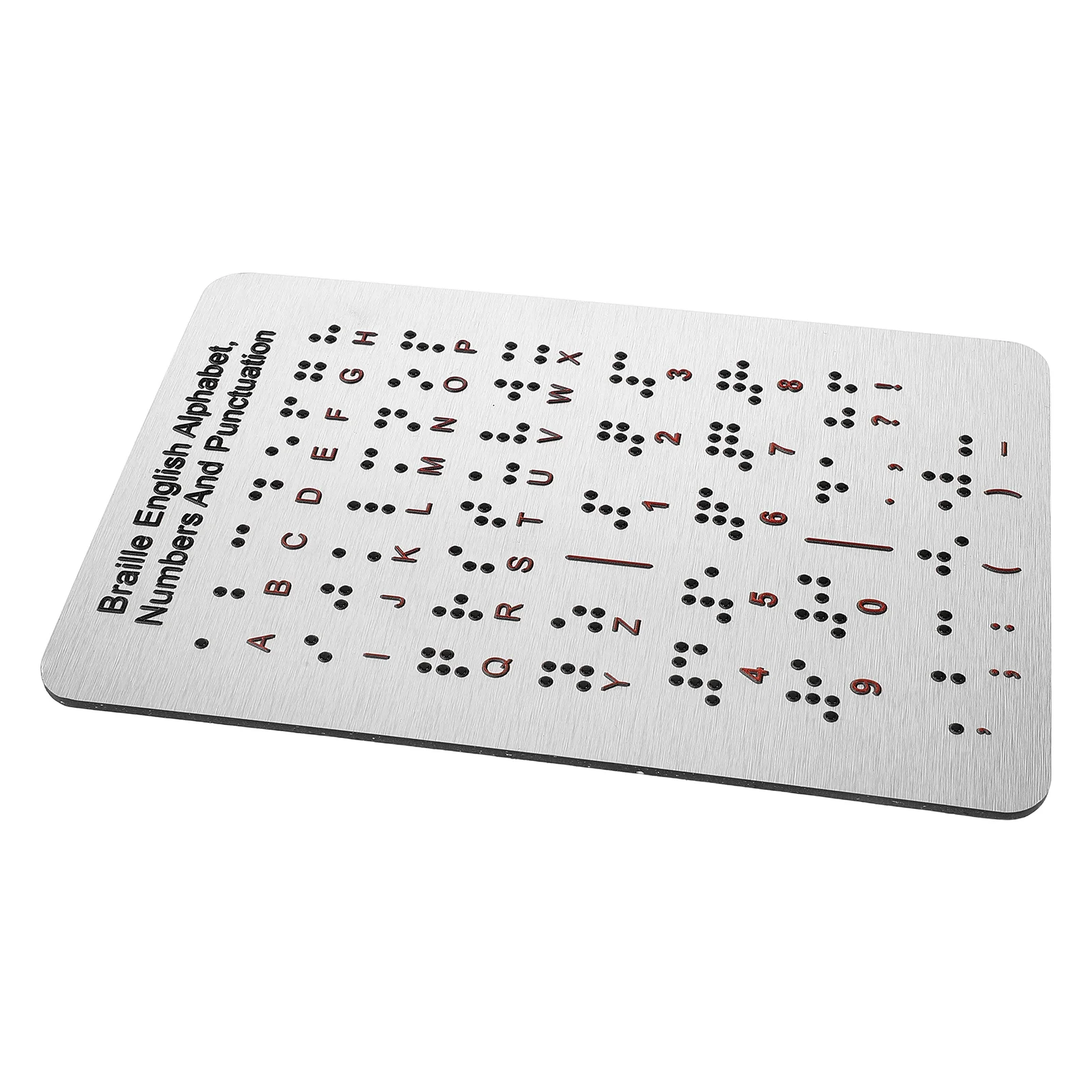 Braille alfabeto placa de aço inoxidável pontos levantados braille para iniciantes números ferramenta educacional para cegos deficientes visuais te