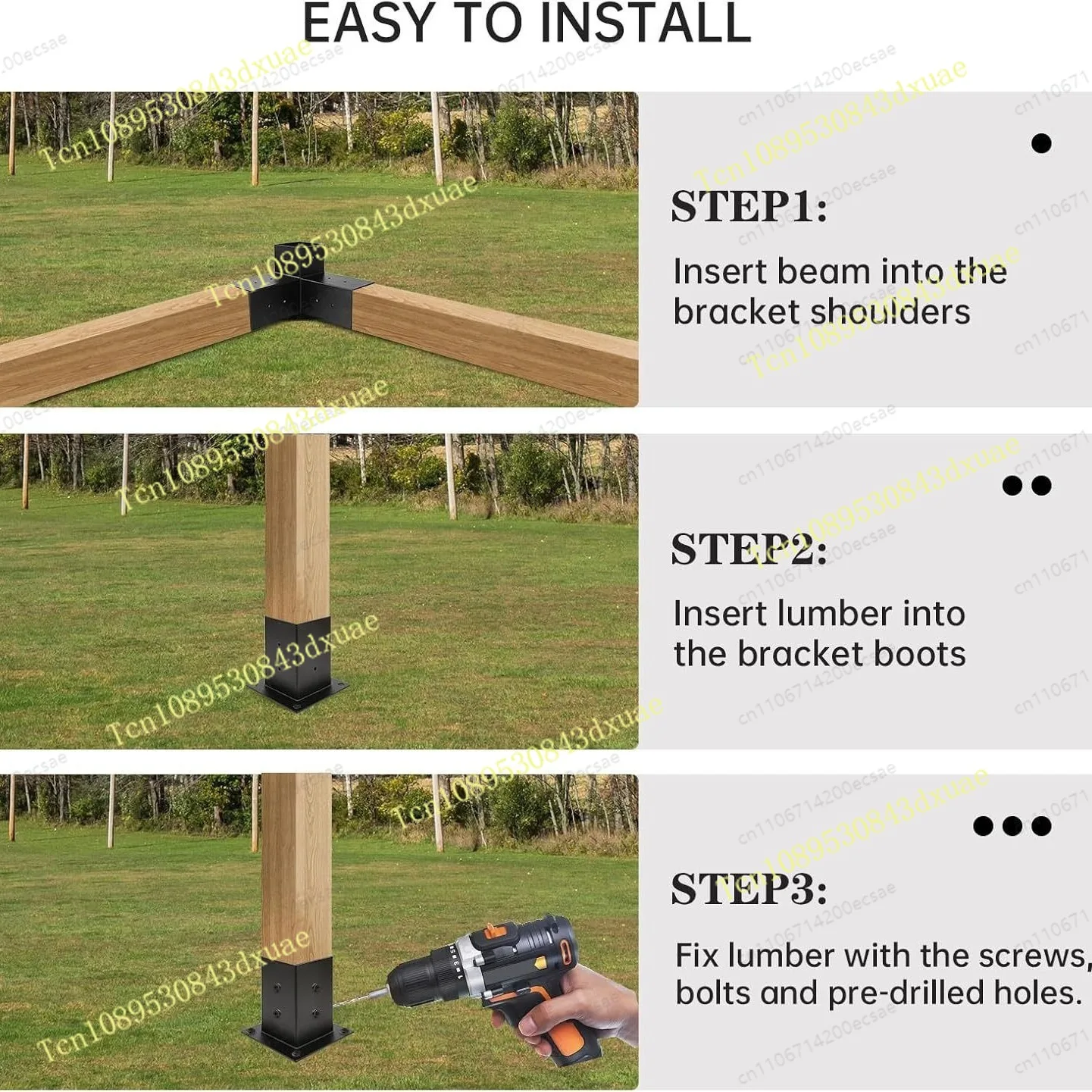 Gazebo Set Bracket Three-way Right-angle Bracket Rear Seat Kit Wooden Beam Gazebo Patio Wooden House