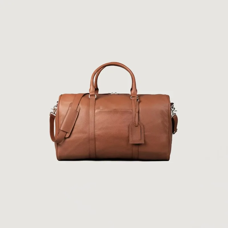 Men's Leather Luggage Bag Outdoor Travel Fitness Bag Large Capacity Leather Sports Luggage Adjustable Shoulder Strap
