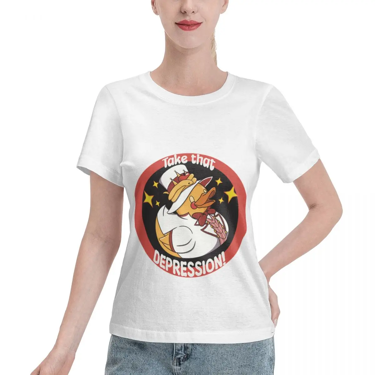 Blank For Print Lucifer Rubber Ducky Women's T-shirt Holiday Casual Female Essential Clothing