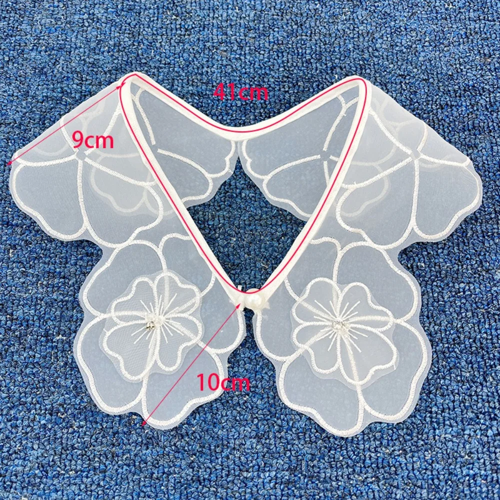 New Organza Embroidery Women\'s Lace Collar New Lace Up Shawl Collar Insignia Cloak Fake False Collars Dress Blouse Decor