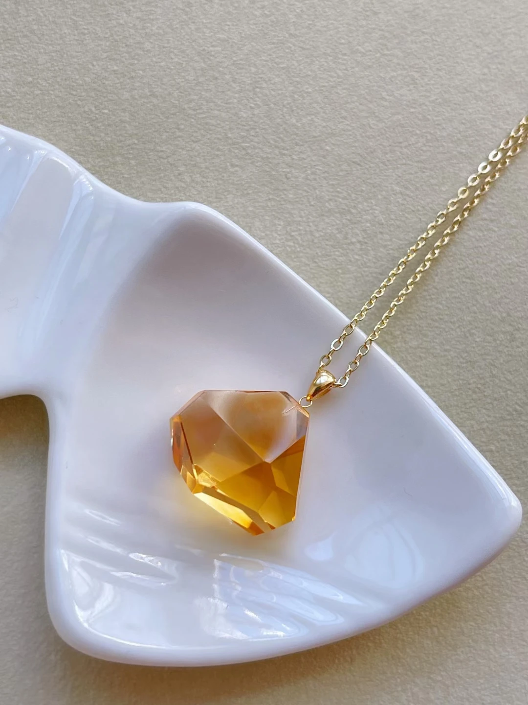 Natural Yellow Citrine Quartz Faceted Pendant Brazil Women Jewelry 17*19.6mm Citrine Beads Necklace AAAAA