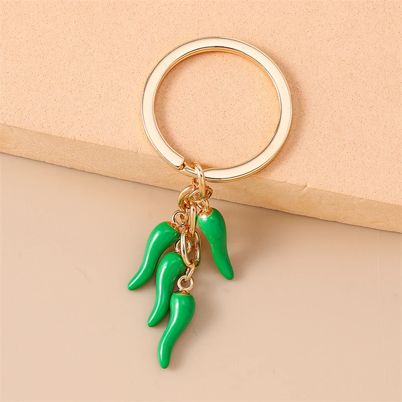 Süße Bonbonfarben Chili Pepper Schlüsselanhänger für Frauen Männer Autoschlüsselhalter Handtasche Anhänger Schlüsselanhänger Zubehör DIY Schmuck Geschenke – Detail 11