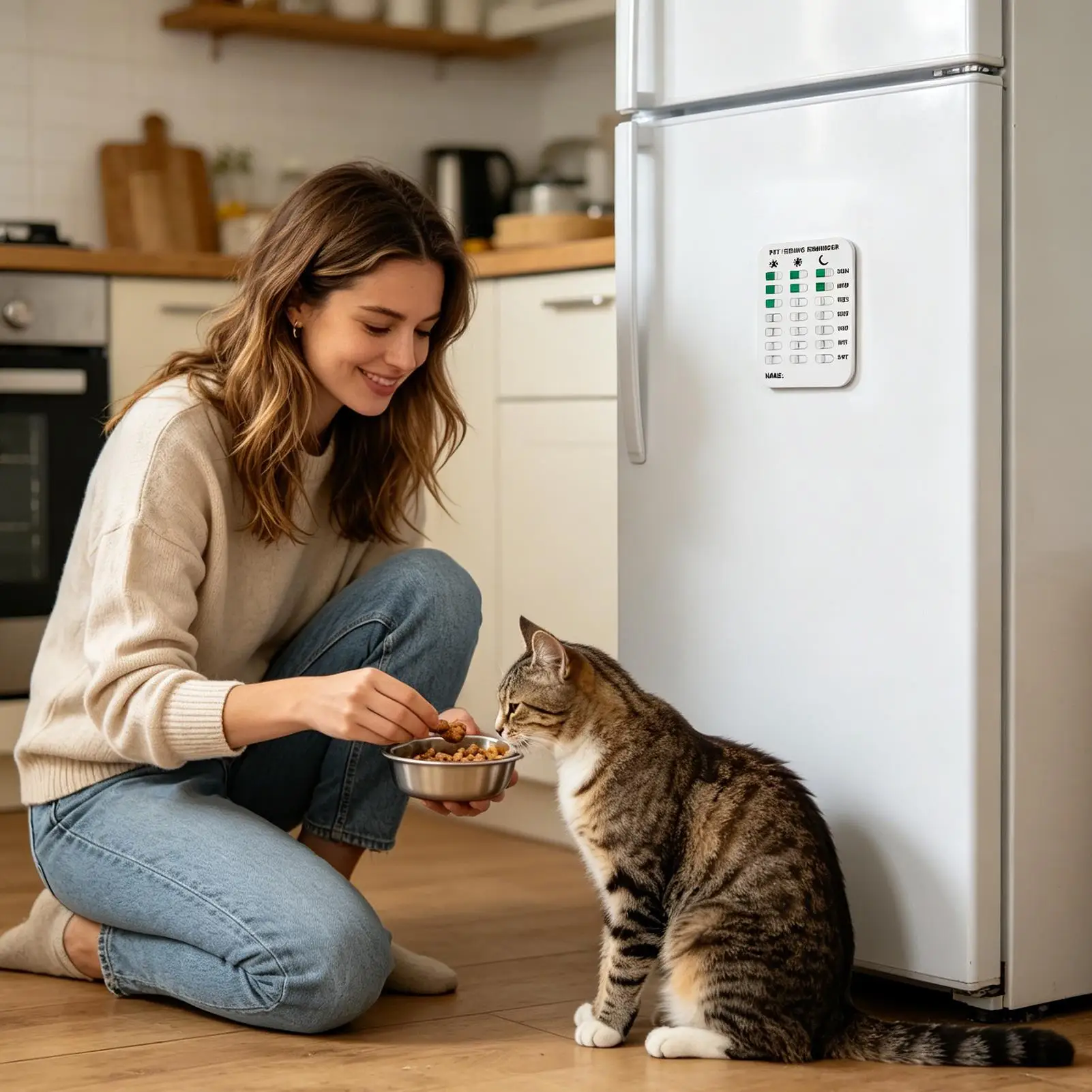 Pet Feeding Reminder AM/PM Easy Slider Prevent Overfeeding Daily Reminder Dog Fed Sign For Breakfast Dinner Walking Training